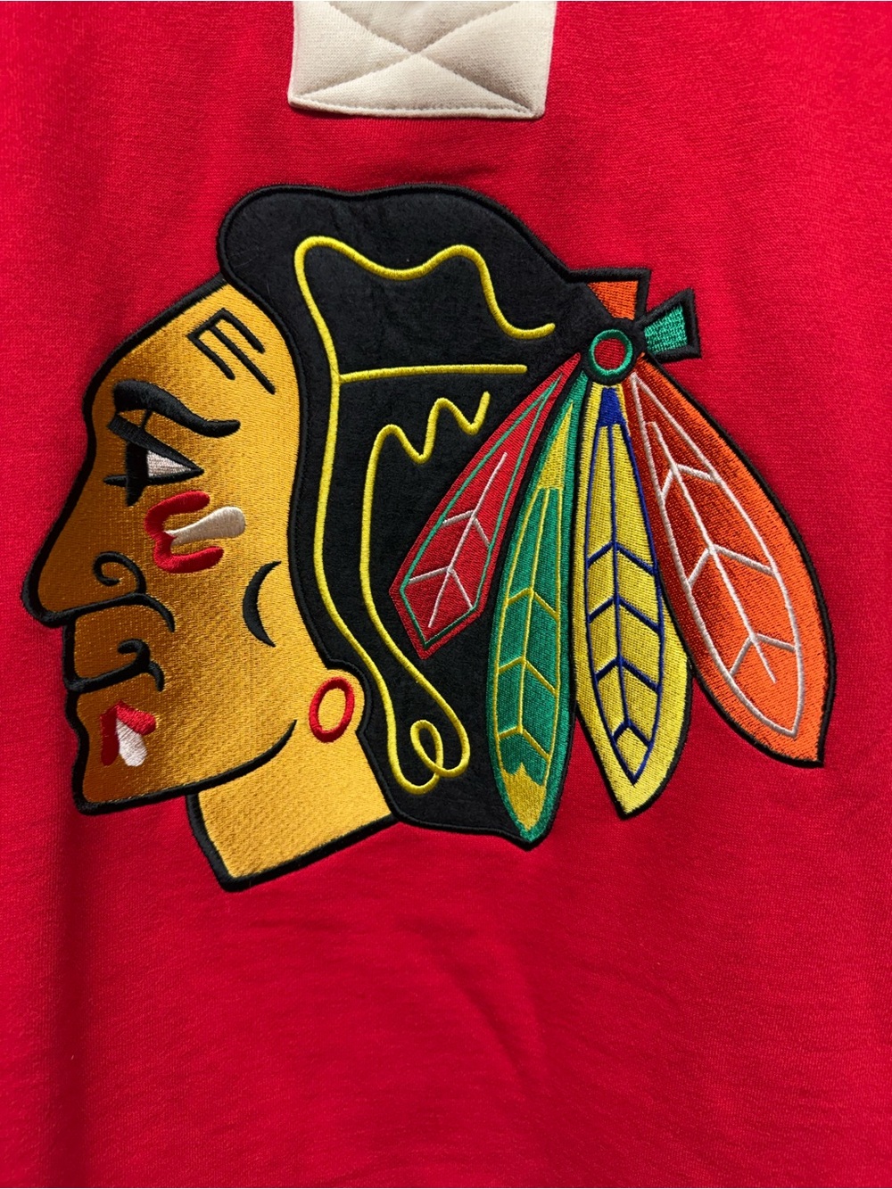 Men's chicago blackhawks Red Lace-Up Hockey Hoodie with Embroidered Native Logo - Picture 2 of 3